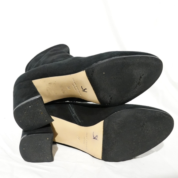 CLUB MONACO Black Stretch Suede Heeled Ankle Boot, size 38 - Picture 7 of 7